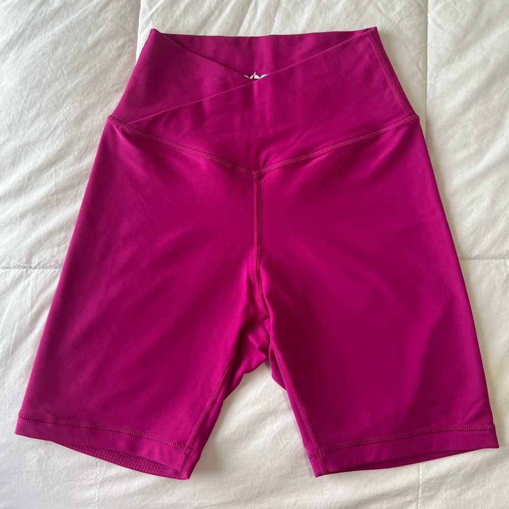 POPFLEX Hot Pink Crisscross Hourglass Biker Shorts XS